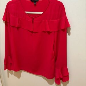Banana Republic Vibrant Red Ruffle Blouse